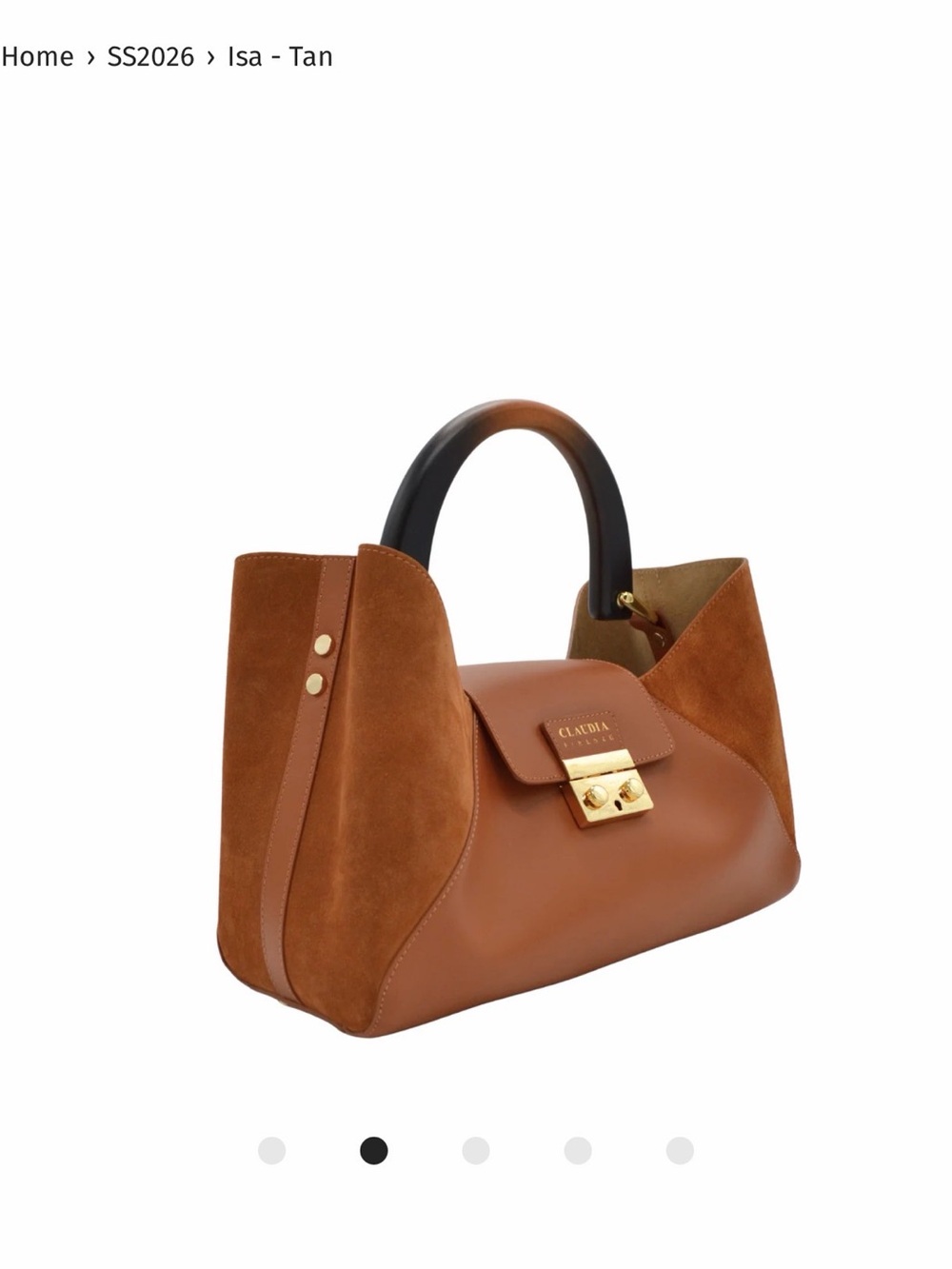 Claudia Firenze Isa Tan Leather & Suede Top-Handle Shoulder Bag